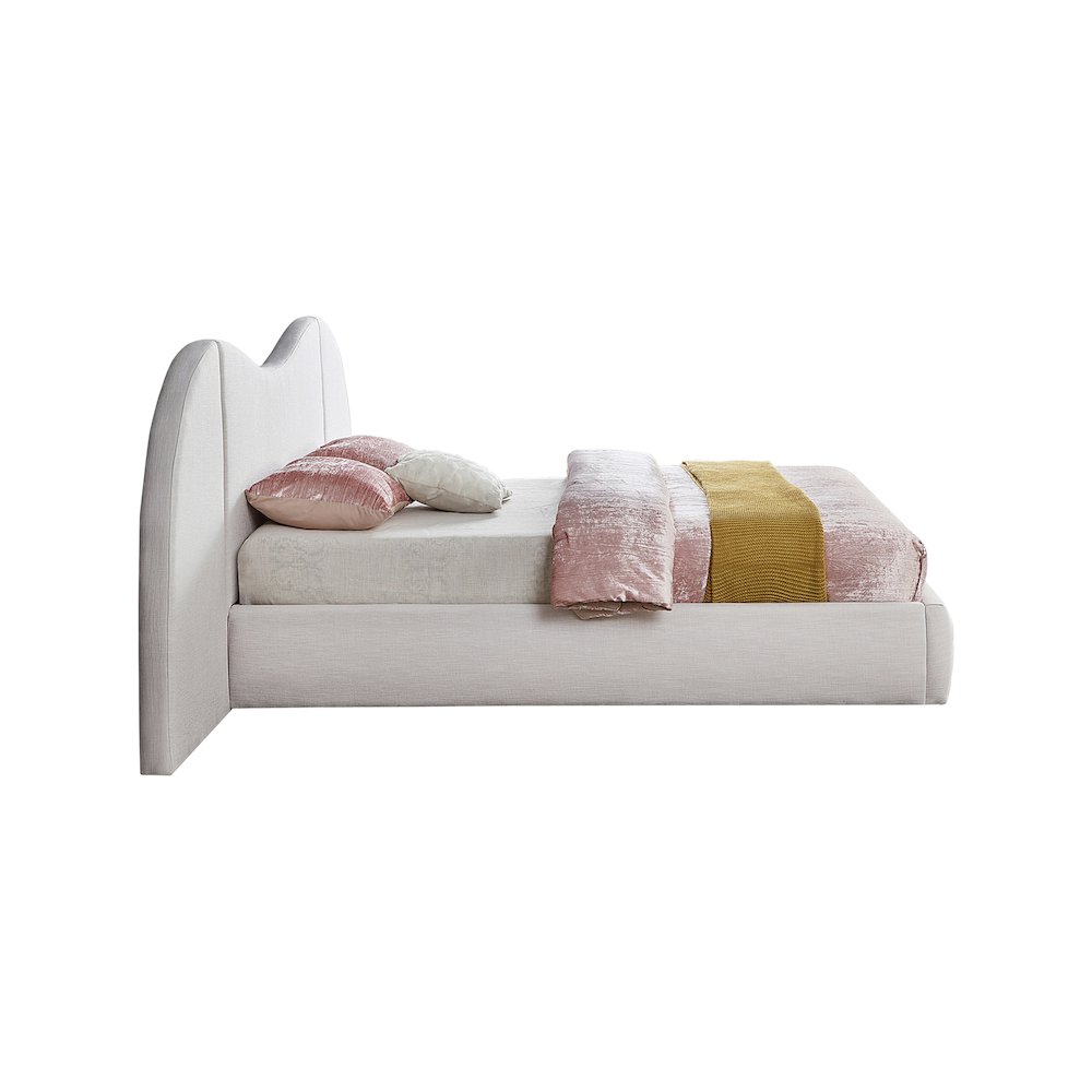 Everest Cream Linen Textured Fabric King Bed