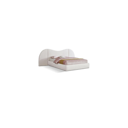 Everest Cream Linen Textured Fabric Queen Bed