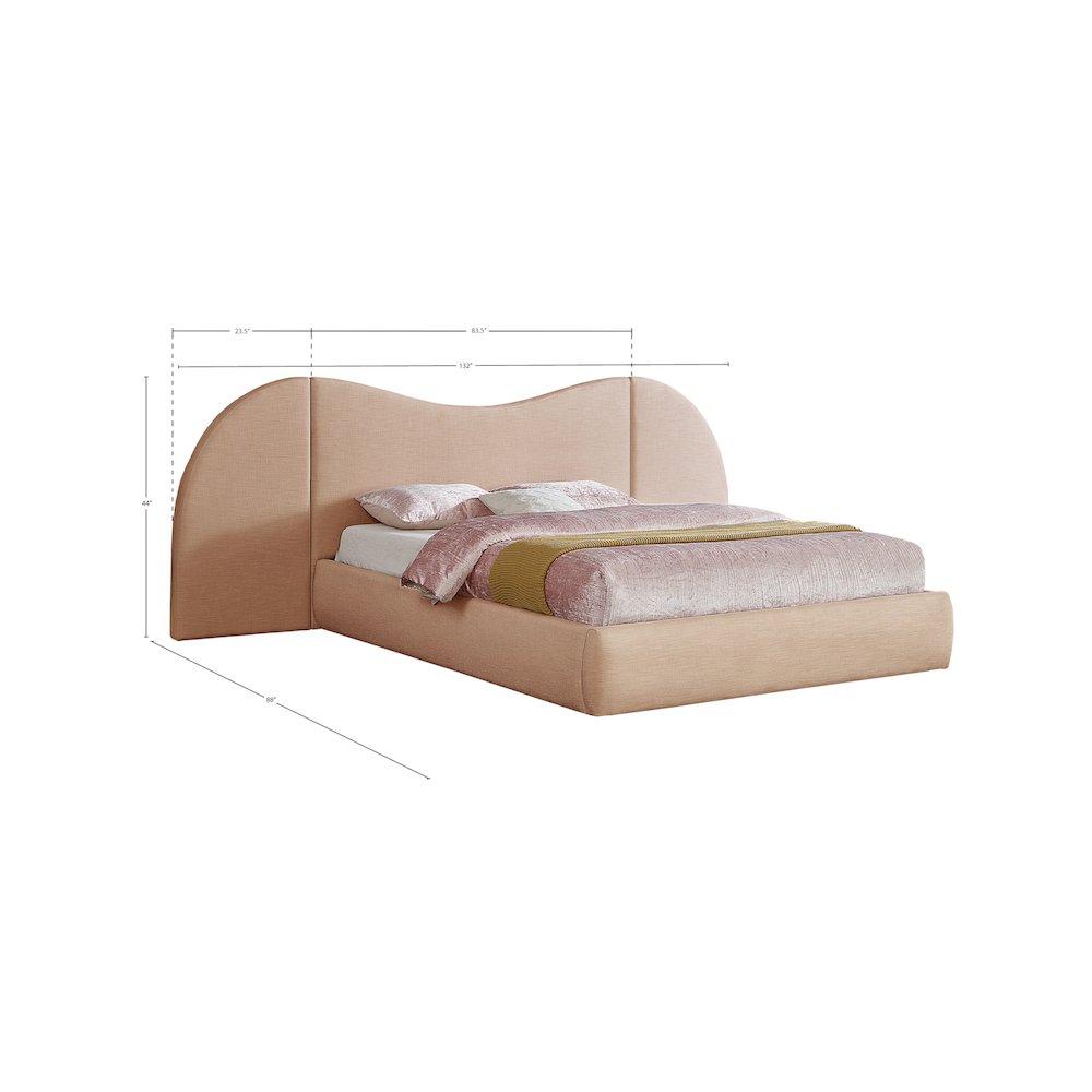 Everest Tan Linen Textured Fabric King Bed
