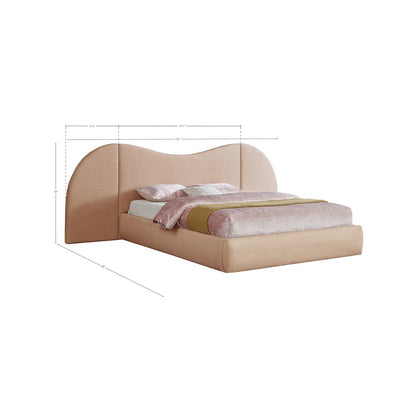 Everest Tan Linen Textured Fabric King Bed