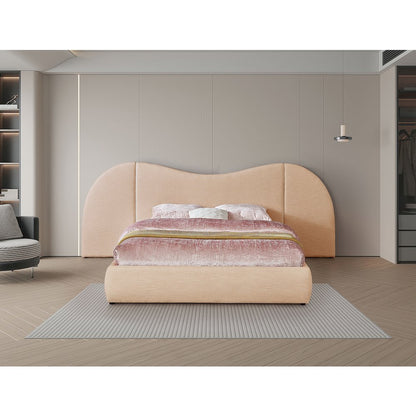 Everest Tan Linen Textured Fabric King Bed