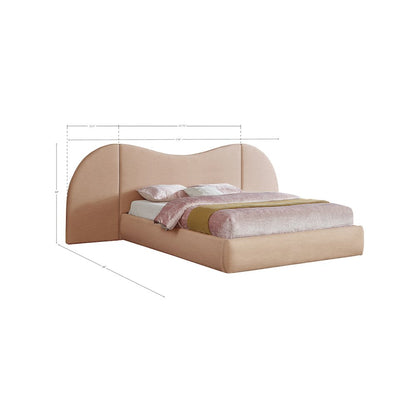 Everest Tan Linen Textured Fabric Queen Bed