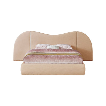 Everest Tan Linen Textured Fabric Queen Bed