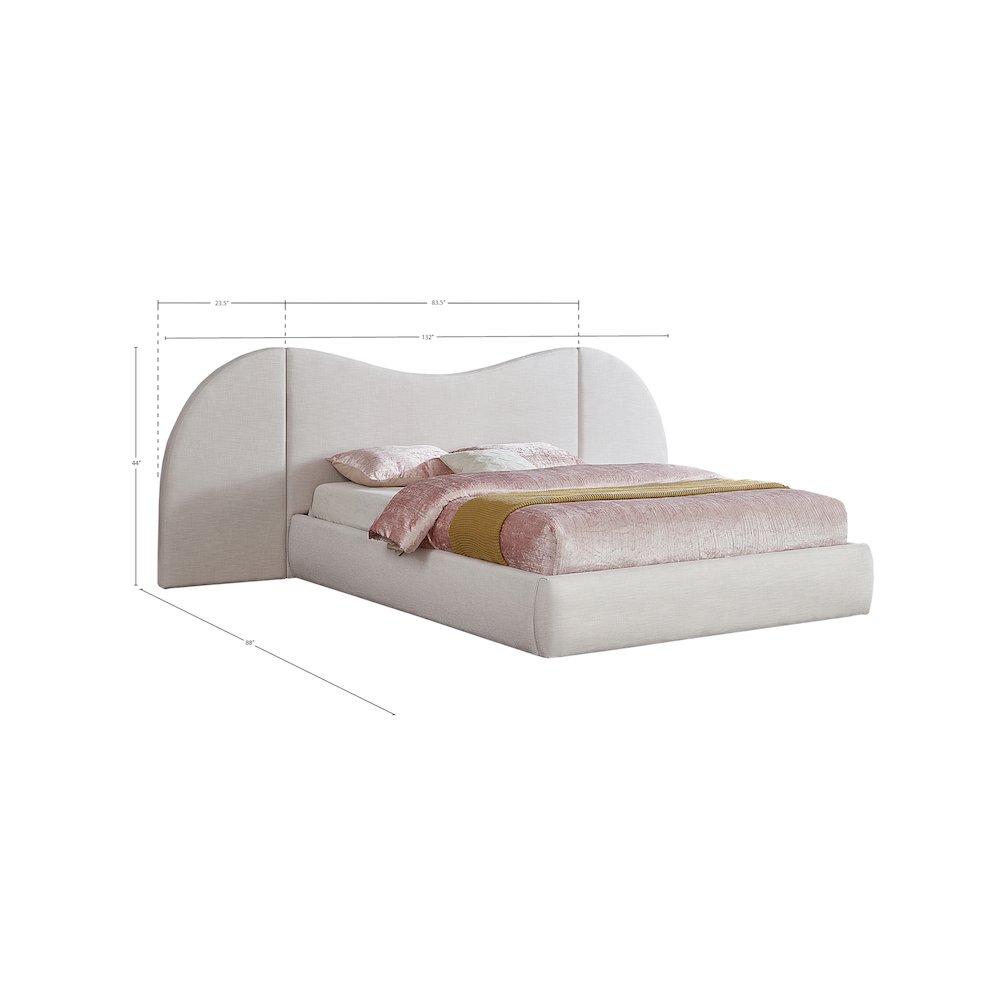 Everest White Linen Textured Fabric King Bed