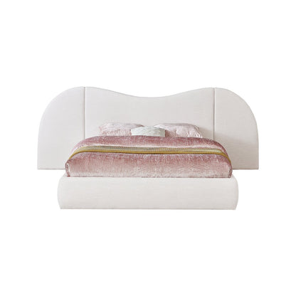 Everest White Linen Textured Fabric King Bed