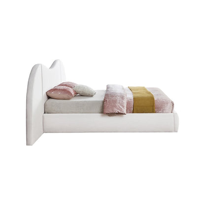 Everest White Linen Textured Fabric King Bed
