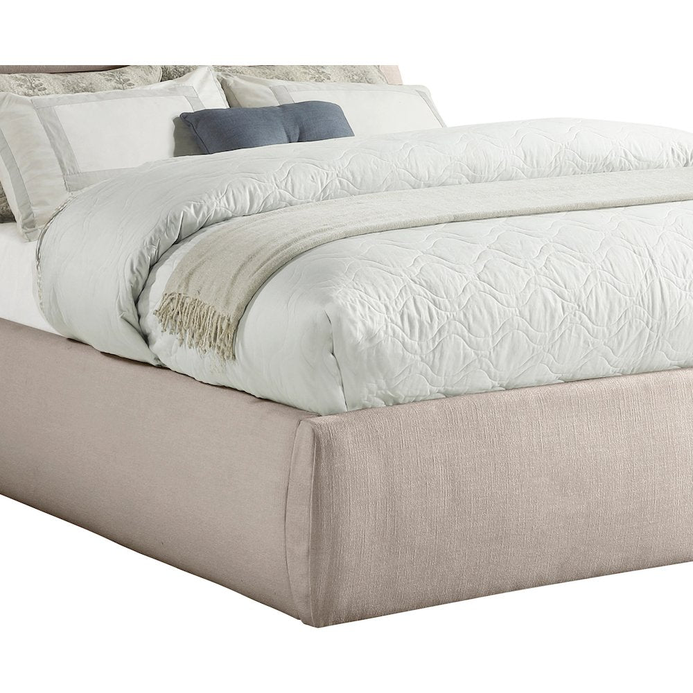 Adam Beige Linen Textured Fabric Full Bed