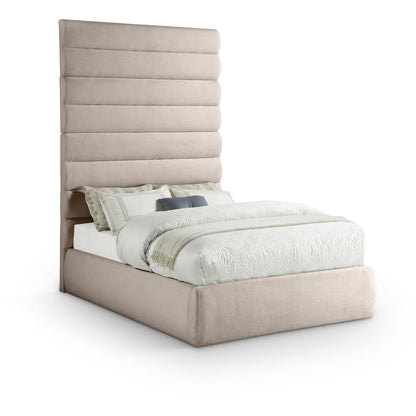 Adam Beige Linen Textured Fabric Full Bed