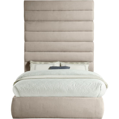 Adam Beige Linen Textured Fabric Full Bed