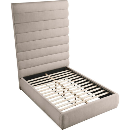 Adam Beige Linen Textured Fabric Full Bed