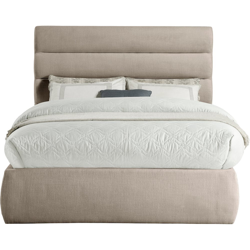 Adam Beige Linen Textured Fabric Full Bed