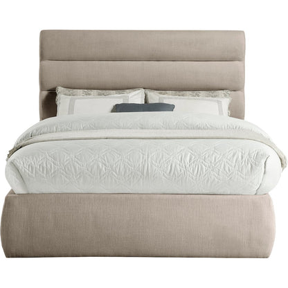 Adam Beige Linen Textured Fabric Full Bed