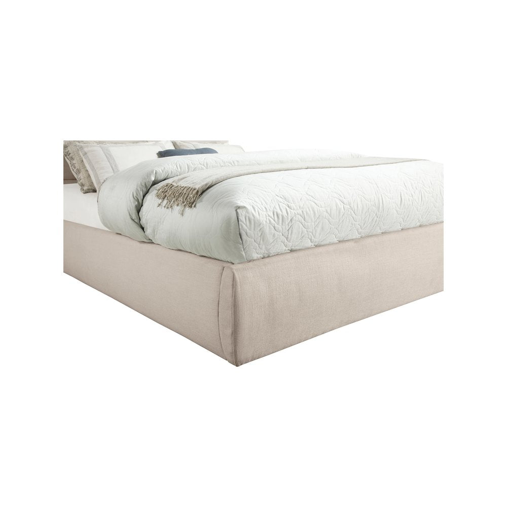 Adam Beige Linen Textured Fabric Full Bed