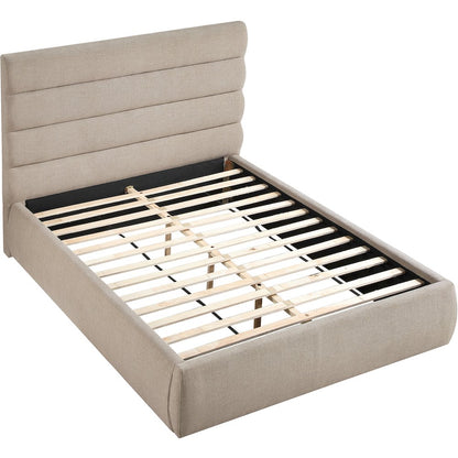 Adam Beige Linen Textured Fabric Full Bed