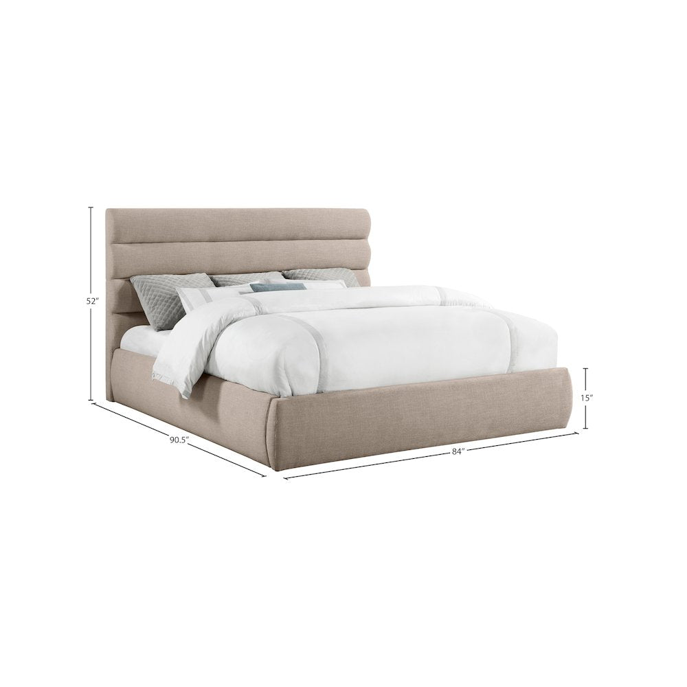 Adam Beige Linen Textured Fabric King Bed