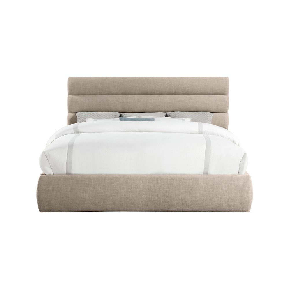 Adam Beige Linen Textured Fabric King Bed