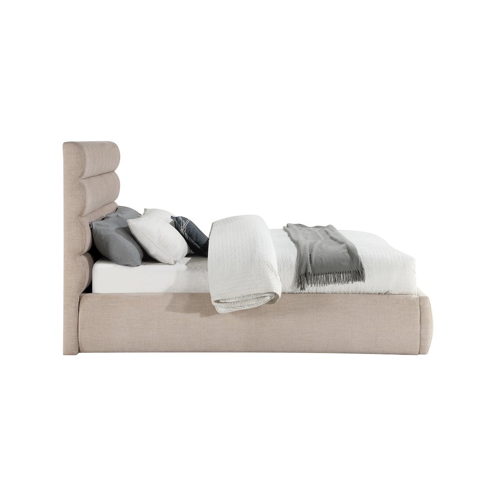 Adam Beige Linen Textured Fabric King Bed