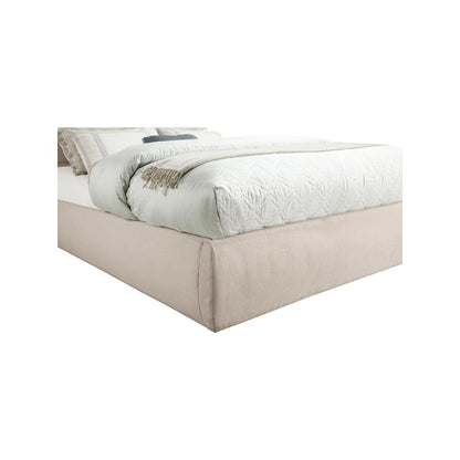 Adam Beige Linen Textured Fabric King Bed