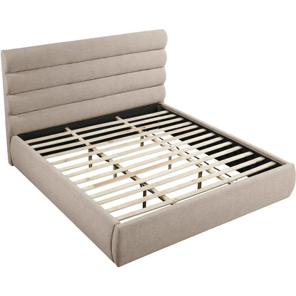 Adam Beige Linen Textured Fabric King Bed