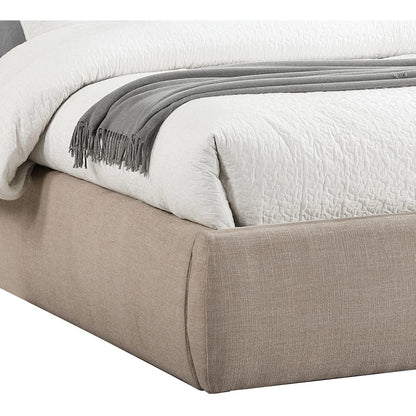 Adam Beige Linen Textured Fabric Queen Bed