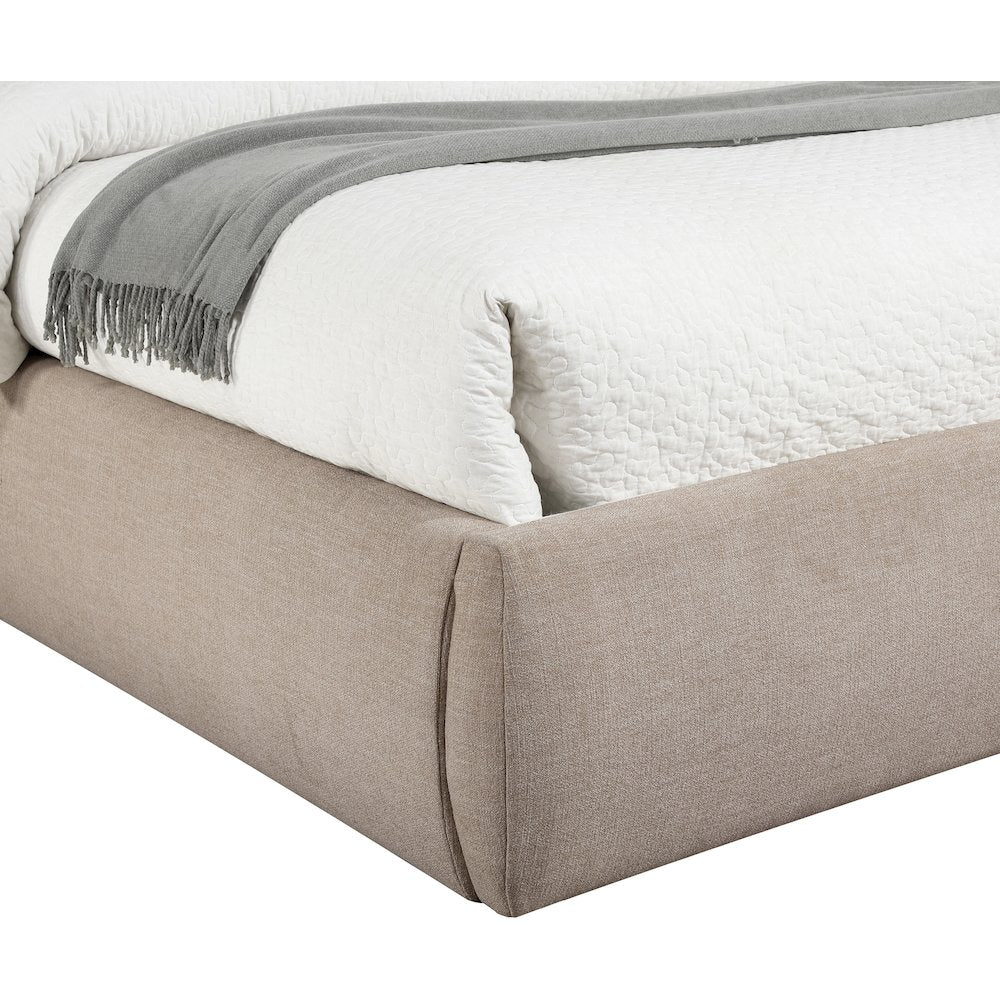 Adam Beige Linen Textured Fabric Queen Bed