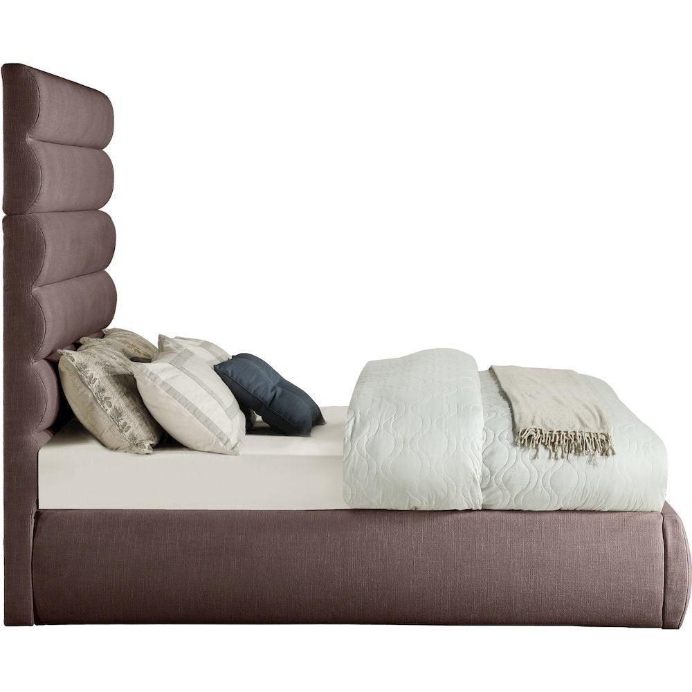 Adam Brown Linen Textured Fabric Full Bed