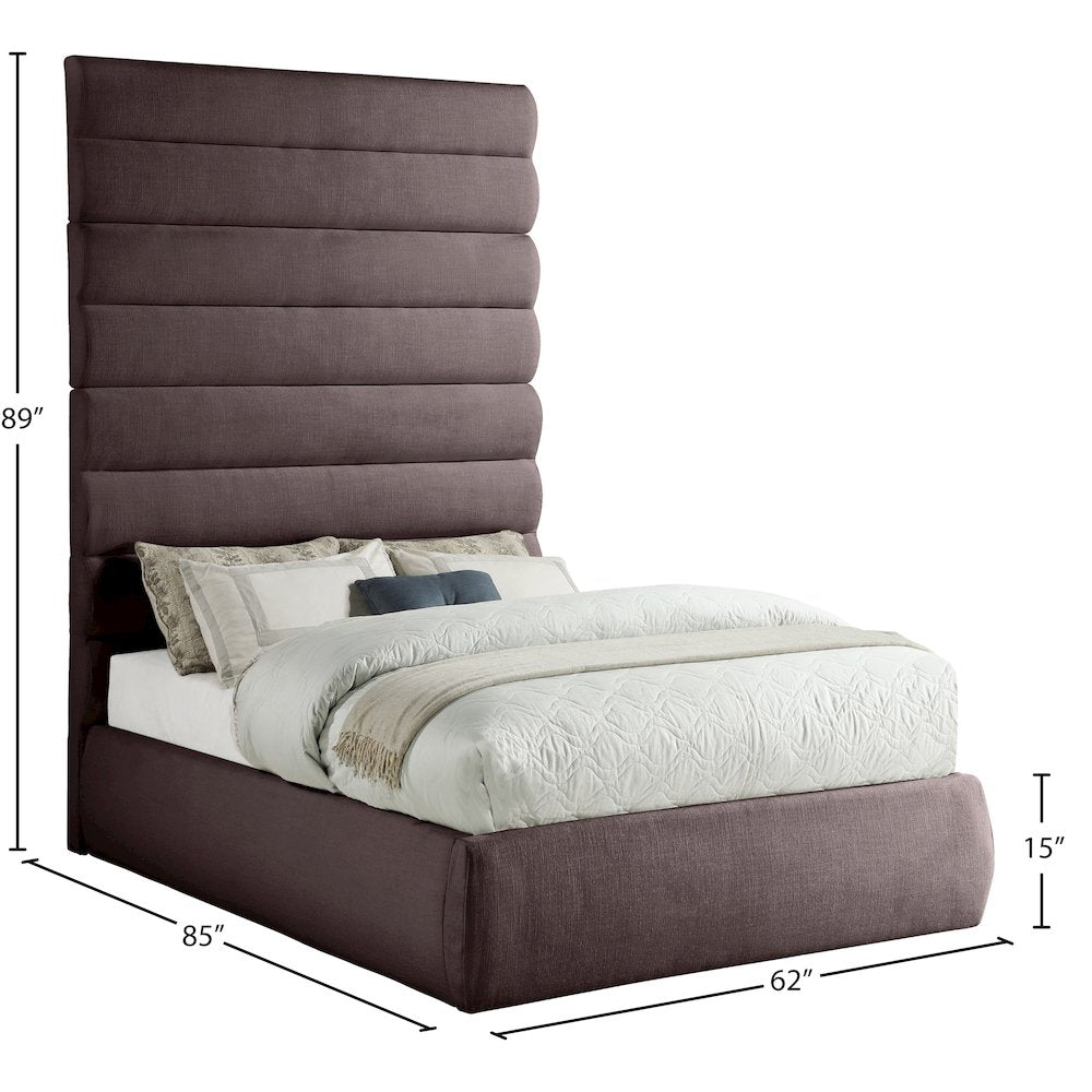 Adam Brown Linen Textured Fabric Full Bed