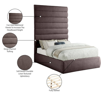Adam Brown Linen Textured Fabric Full Bed