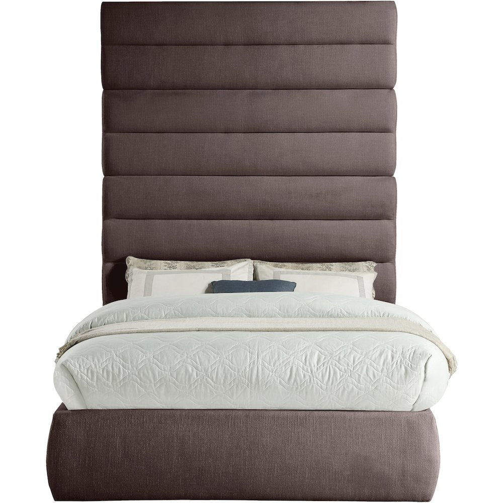 Adam Brown Linen Textured Fabric Full Bed