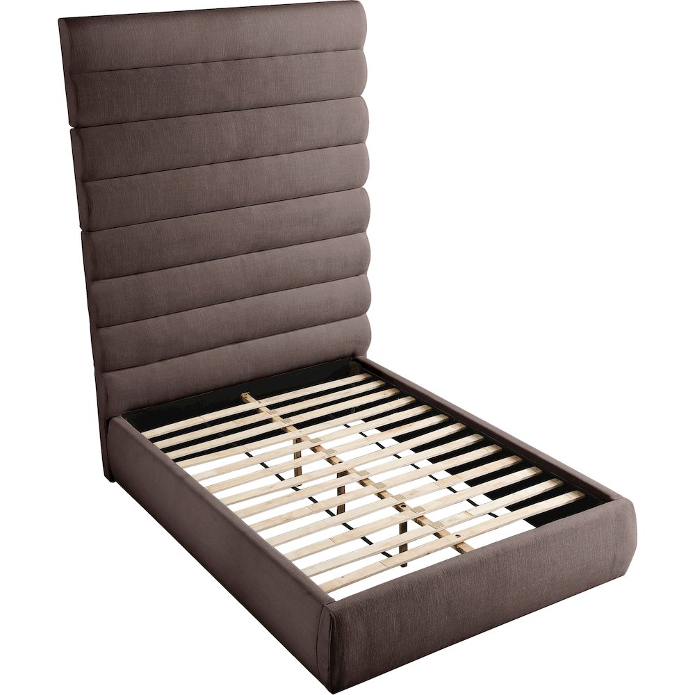 Adam Brown Linen Textured Fabric Full Bed