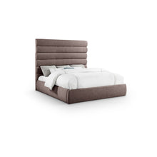 Adam Brown Linen Textured Fabric King Bed