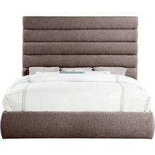 Adam Brown Linen Textured Fabric King Bed
