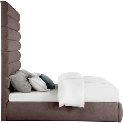Adam Brown Linen Textured Fabric King Bed