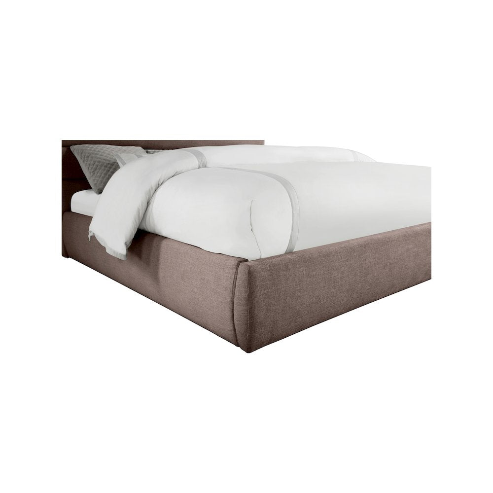 Adam Brown Linen Textured Fabric King Bed