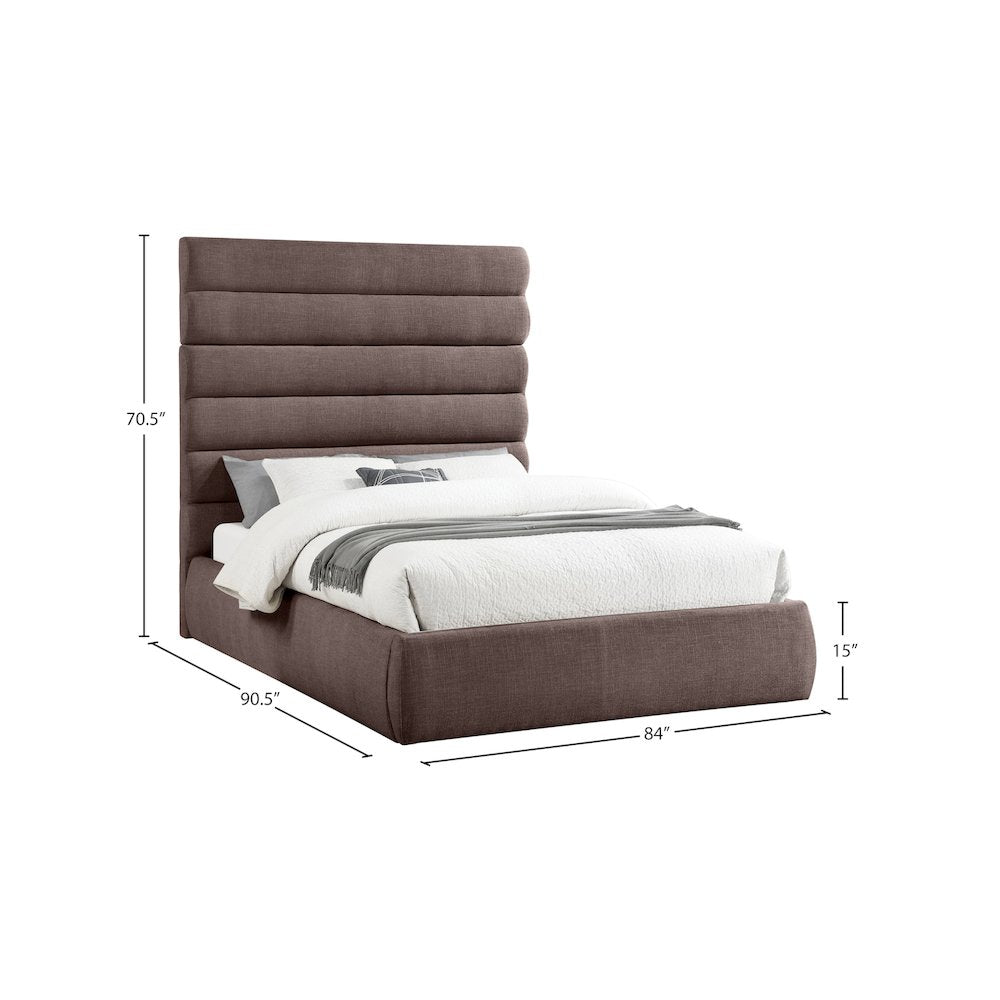 Adam Brown Linen Textured Fabric Queen Bed