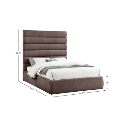 Adam Brown Linen Textured Fabric Queen Bed