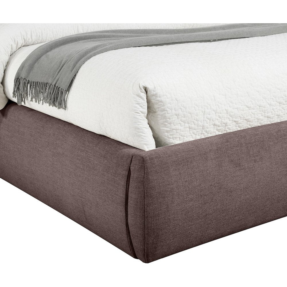 Adam Brown Linen Textured Fabric Queen Bed