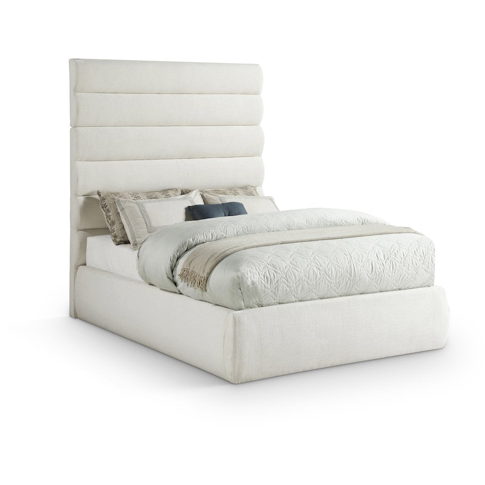 Adam Cream Linen Textured Fabric Full Bed
