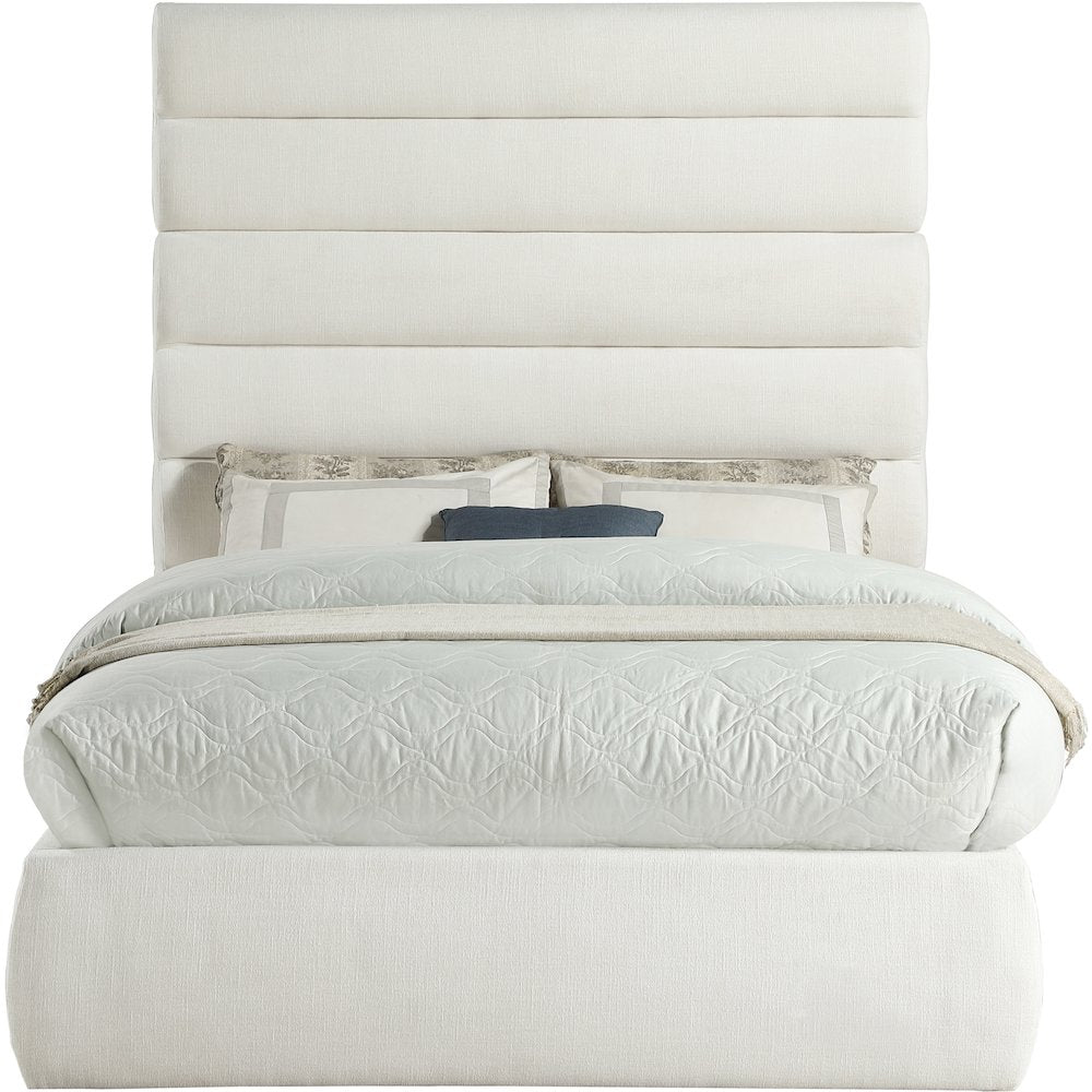 Adam Cream Linen Textured Fabric Full Bed