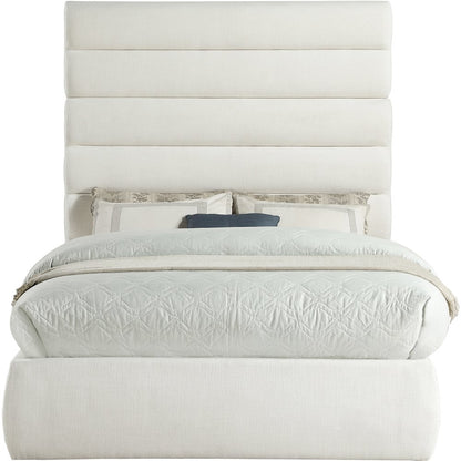 Adam Cream Linen Textured Fabric Full Bed