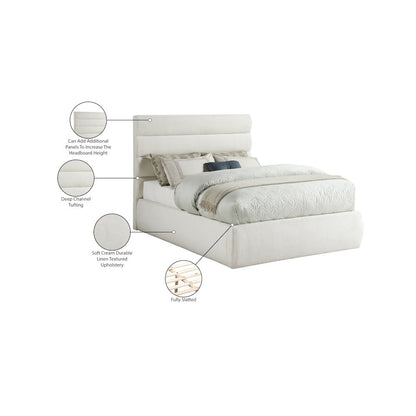 Adam Cream Linen Textured Fabric Full Bed