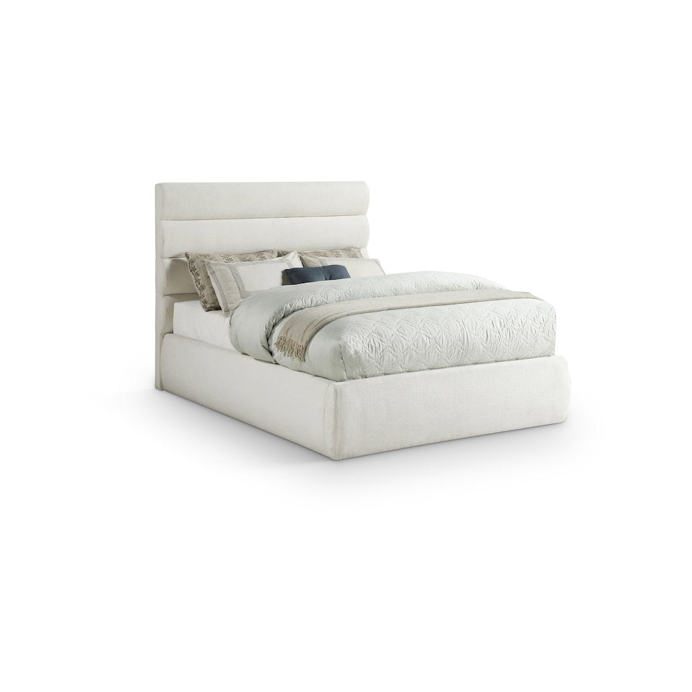Adam Cream Linen Textured Fabric Full Bed