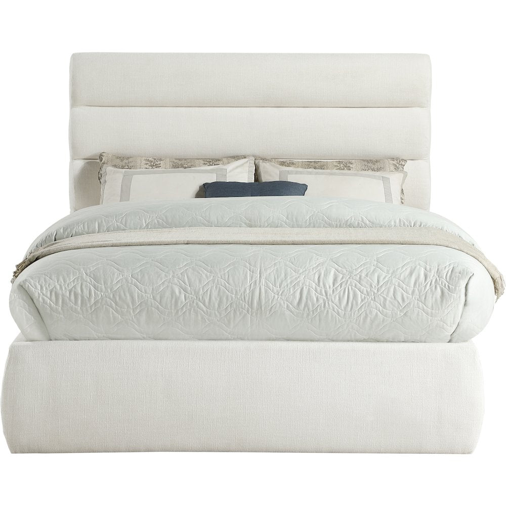 Adam Cream Linen Textured Fabric Full Bed