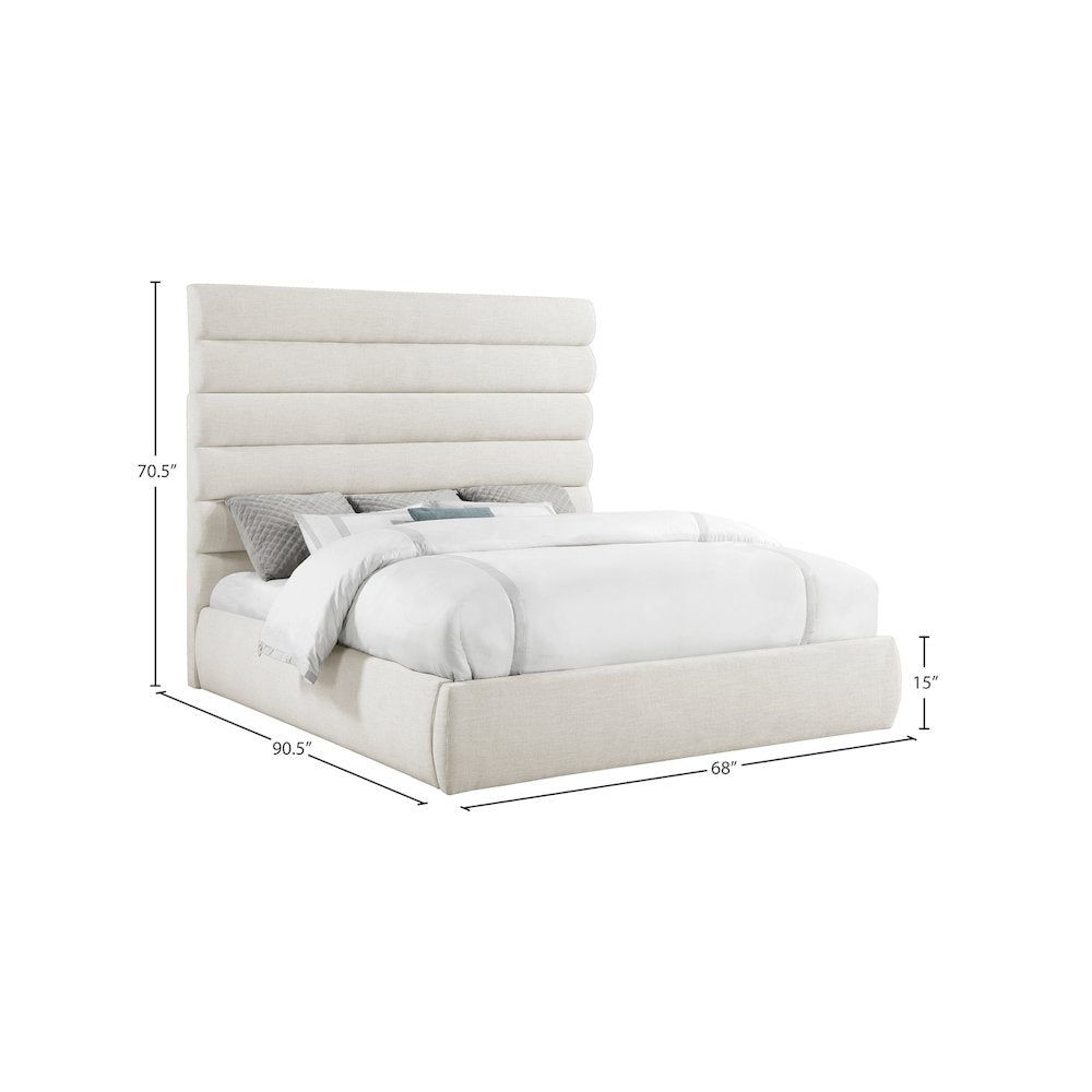 Adam Cream Linen Textured Fabric King Bed