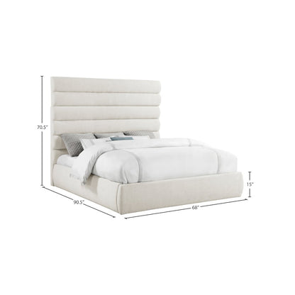 Adam Cream Linen Textured Fabric King Bed