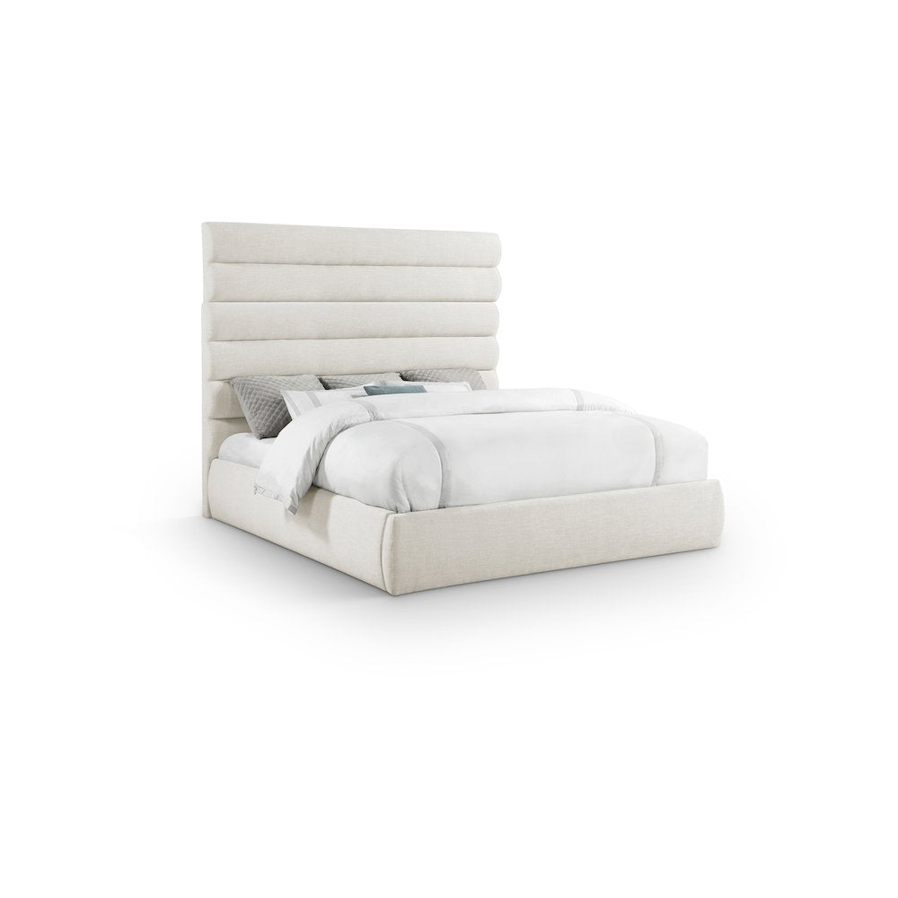 Adam Cream Linen Textured Fabric King Bed