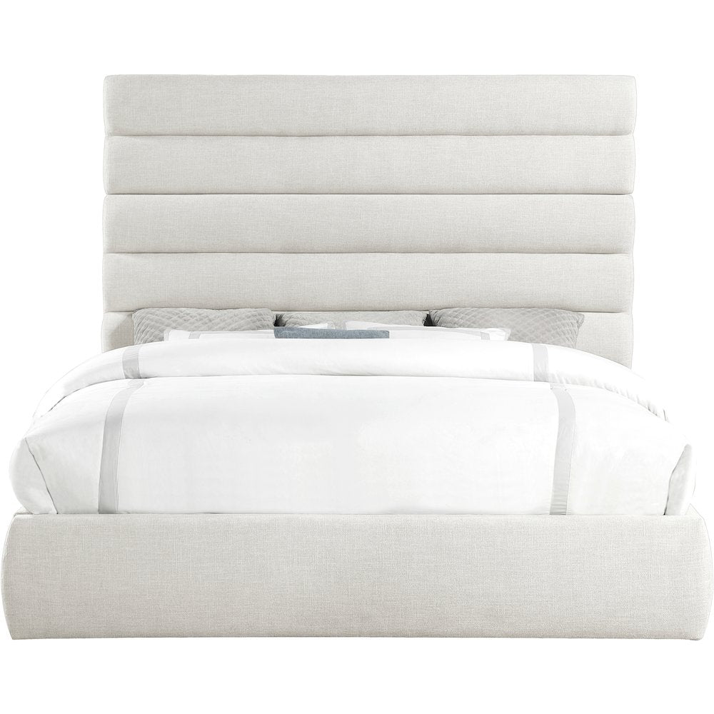 Adam Cream Linen Textured Fabric King Bed