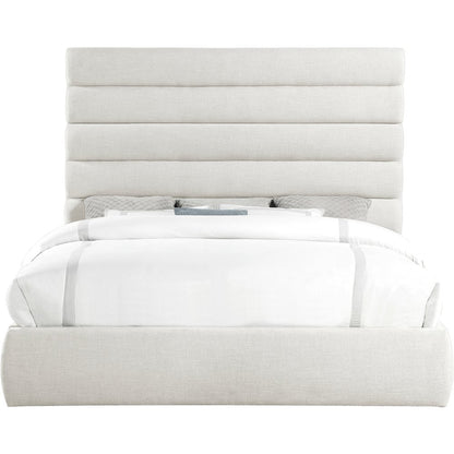 Adam Cream Linen Textured Fabric King Bed