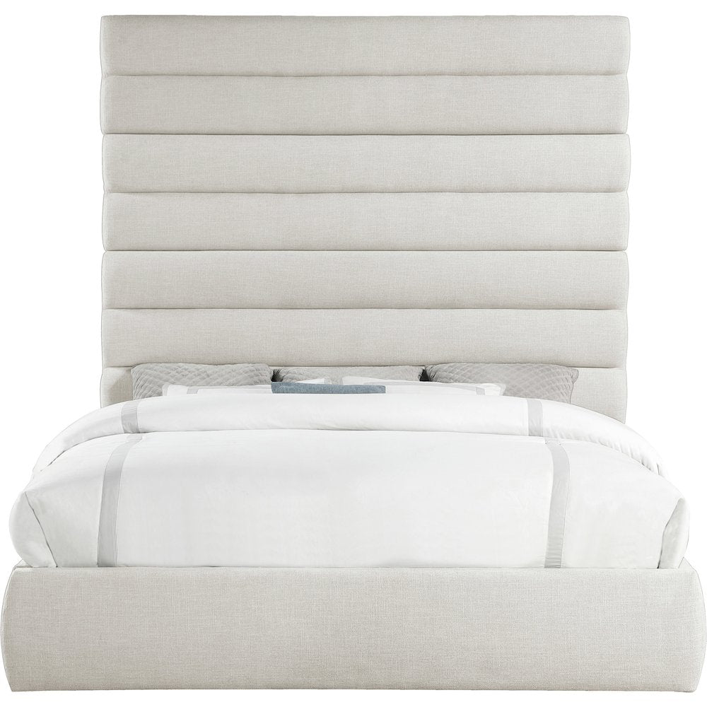Adam Cream Linen Textured Fabric King Bed