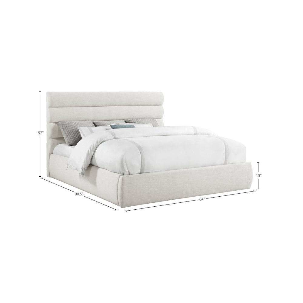 Adam Cream Linen Textured Fabric King Bed